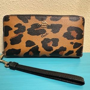 Coach Long Zip Around Wallet in Leopard Print